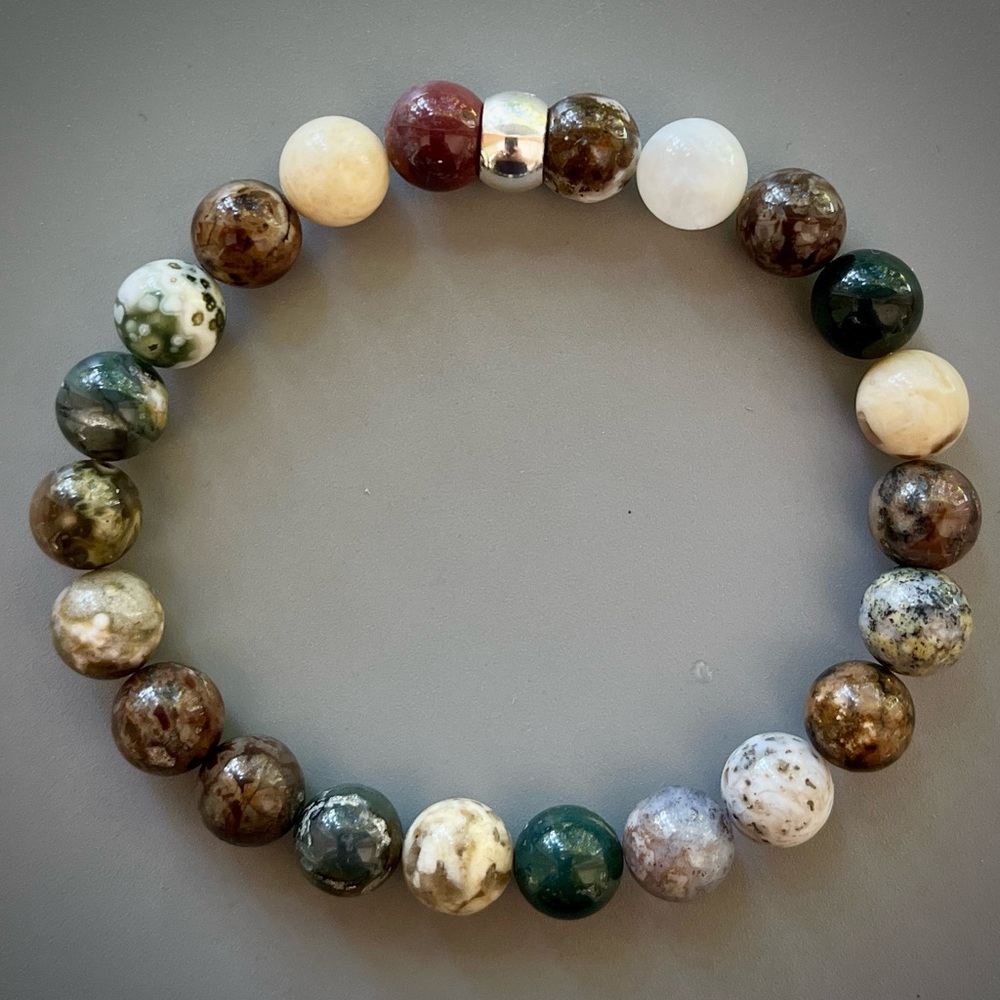 Ocean Jasper Handcrafted Bead Bracelet - Picture 7 of 7